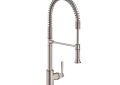 AXOR 16582801 Montreux Semi-Pro Kitchen Faucet, 1.75 gpm Flow Rate, Steel Optik, 1 Handles, 1 Faucet Holes, Function: Traditional, Domestic