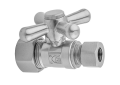 Jaclo® 622-PN 1/4 Turn Contemporary/Modern Straight Pattern Supply Ball Valve With Standard Cross Handle, 5/8 x 3/8 in Nominal, OD Compression x OD End Style, Solid Brass Body, Polished Nickel, Domestic