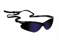 Jones Stephens™ G30013 Nemesis® Safety Glasses, Blue Mirror Lens, Wrap Around Frame, Black, ANSI Z87.1+