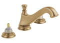 DELTA® 3595LF-CZMPU-LHP Widespread Lavatory Faucet, Cassidy™, Commercial, 1.5 gpm Flow Rate, 2-3/4 in H Spout, 6 to 16 in Center, Brilliance® Champagne Bronze, Pop-Up Drain, Import