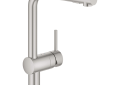 GROHE 30300DC0 Minta Kitchen Faucet, 1.75 gpm Flow Rate, High-Arc L-Type Swivel Spout, SuperSteel, 1 Handles, 1 Faucet Holes, Import