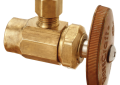 BrassCraft® R09X R Multi-Turn Angle Stop, 1/2 x 1/4 in Nominal, C x Compression, 125 psi, Brass Body, Rough Brass, Domestic