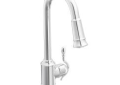 Moen® S7208C Woodmere® Pull-Down Kitchen Faucet, 1.5 gpm Flow Rate, Polished Chrome, 1 Handles, 1 Faucet Holes, Function: Traditional, Domestic