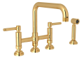 ROHL A3358ILWSIB-2 Campo Deck Mount U-Spout 3 Leg Bridge Faucet with Sidespray - Italian Brass