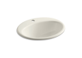 Kohler® 2905-1-96 Farmington® Self-Rimming Bathroom Sink With Overflow Drain, Oval Shape, 19-1/4 in W x 16-1/4 in D x 8-3/4 in H, Drop-In Mount, Enameled Cast Iron, Biscuit