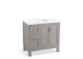 Kohler(R) K-31244-ASB-1WT Quo(R) 36" Bathroom Vanity Cabinet with Sink and Quartz Top - Mohair Grey
