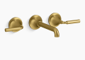 Kohler K-T26439-4-2MB Tone(TM) Wall-Mount Bathroom Sink Faucet Trim, 1.2 GPM - Vibrant Brushed Moderne Brass