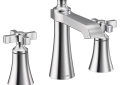 Moen® TS6985 Flara™ Widespread Bathroom Faucet, Commercial, 1.2 gpm Flow Rate, 4-3/4 in H Spout, 8 to 16 in Center, Chrome, 2 Handles, Lift Rod Drain, Domestic