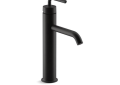 Kohler® 14404-4A-BL Tall Bathroom Sink Faucet With 1-1/4 in Tailpiece, Purist®, 1.2 gpm Flow Rate, 6-1/2 in H Spout, 1 Handles, Touch-Activated Drain, 1 Faucet Holes, Matte Black, Function: Traditional