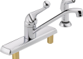 DELTA® 420LF Classic Kitchen Faucet, 1.8 gpm Flow Rate, 8 in Center, Swivel Spout, Polished Chrome, 1 Handles, Domestic