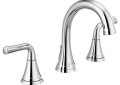 DELTA® 3533LF-MPU Kayra™ Widespread Bathroom Faucet, 1.2 gpm at 60 psi Flow Rate, 4-7/16 in H Spout, 6 to 16 in Center, Polished Chrome, 2 Handles, Metal Push Pop-Up Drain, Import