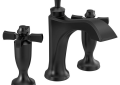 DELTA® 3557-BLMPU-DST Dorval™ Widespread Bathroom Faucet, Commercial/Residential, 1.2 gpm Flow Rate, 4-15/16 in H Spout, 4 to 16 in Center, Matte Black, 2 Handles, Pop-Up Drain, Domestic