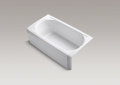 Kohler® 722-0 Memoirs® Bathtub With Integral Apron, Soaking Hydrotherapy, Rectangular Shape, 60 in L x 33-3/4 in W, Right Drain, Enamel Coated/White