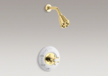 Kohler T132-3D-PB Rite-Temp(R) Pressure-Balancing Shower Faucet, Six-Prong Handle