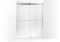Kohler® 702424-L-SHP 702424-L Levity® Plus Sliding Door, Frameless Frame, Crystal Clear Tempered Glass, Bright Polished Silver, 5/16 in THK Glass, 71-9/16 in H Opening, 56-5/8 to 59-5/8 in W Opening