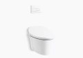 Kohler K-76395-0 Veil(R) Intelligent Compact Elongated Dual-Flush Wall Hung Toilet Bowl and Actuator Plate - White