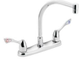 Moen® 8799 M-BITION™ Vandal Resistant Kitchen Faucet, 1.5 gpm Flow Rate, 8 in Center, Swivel Spout, Polished Chrome, 2 Handles, Domestic