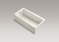Kohler® 837-96 Bellwether® Bathtub With Integral Apron, Soaking Hydrotherapy, Rectangular Shape, 60 in L x 30-1/4 in W, Left Drain, Enamel Coated/Biscuit