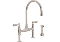 ROHL U.4719L-STN-2 Georgian Era Bridge Kitchen Faucet With Sidespray - Satin Nickel