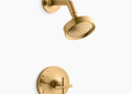 Kohler K-TS14422-3-2MB Purist(R) Rite-Temp(R) Shower Trim Kit with Cross Handle, 2.5 GPM - Vibrant Brushed Moderne Brass