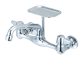 Central Brass 0048-UA Kitchen Faucet, 1.5 gpm Flow Rate, 7-7/8 to 8-1/8 in Center, Swivel Tubular Spout, Polished Chrome, 2 Handles