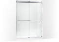 Kohler® 702430-L-SHP 702430-L Levity® Plus Sliding Shower Door, Frameless Frame, Crystal Clear Tempered Glass, Bright Polished Silver, 3/8 in THK Glass, 75-5/8 in H Opening, 56-5/8 to 59-5/8 in W Opening