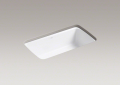 Kohler® 5864-5U-0 Cape Dory® Kitchen Sink, White, Rectangular Shape, 29 in L x 15 in W Bowl x 9 in D Bowl, 3 Faucet Holes, 33 in L x 22 in W x 9-5/8 in H, Undermount Mounting, Enameled Cast Iron