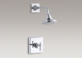 Kohler T13134-3B-CP Rite-Temp(R) Pressure-Balancing Shower Faucet Trim, Cross Handle