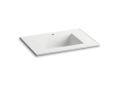 Kohler® 2779-1-G81 Ceramic/Impressions® Bathroom Sink With Overflow Drain, Rectangular Shape, 31 in W x 22-3/8 in D x 7-1/2 in H, Vanity Top Mount, Vitreous China, White