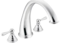 Moen® T920 Roman Tub Faucet, Kingsley®, 10 in Center, Polished Chrome, 2 Handles, Function: Traditional, Domestic