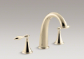 Kohler K-T314-4M-AF Deck-mount bath faucet trim for high-flow valve with lever handles - Vibrant French Gold