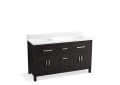 Kohler(R) K-40641-BD1-BWK Kresla(R) 60" Bathroom Vanity Cabinet with Sinks and Quartz Top - Carbon Oak