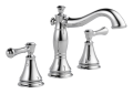 DELTA® 3597LF-MPU Cassidy™ Widespread Lavatory Faucet, Commercial, 1.2 gpm Flow Rate, 4-5/16 in H Spout, 6 to 16 in Center, Polished Chrome, 2 Handles, Pop-Up Drain, Import