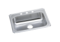 Elkay® GECR25212 Celebrity Kitchen Sink, Brushed Satin, Rectangle Shape, 21 in L x 15-3/4 in W Bowl x 5-1/4 in D Bowl, 2 Faucet Holes, 25 in L x 21-1/4 in W x 5-3/8 in H, Drop-In Mounting, Stainless Steel