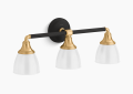 Kohler K-10572-BML Devonshire(R) Three-Light Sconce - Black with Brass Trim
