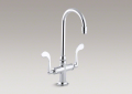 Kohler 8761-CP Entertainment Sink Faucet, Gooseneck Swing Spout and Wristblade Handles