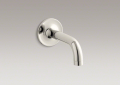 Kohler® 14427-SN Wall Mount 90 deg Non-Diverter Bath Spout, Purist®, For Use With Model K-T14420 Bath and Shower Trim Set, Brass, Vibrant® Polished Nickel
