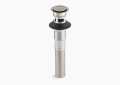 Kohler® 7124-A-BN Pop-Up Clicker Drain With Overflow, 1-1/4 in Nominal, Solid Brass Drain, Vibrant® Brushed Nickel