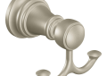 Moen® YB8403BN Robe Hook, Weymouth™, 2 Hooks, 3.12 in OAW x 3.1 in OAD x 2.76 in OAH, Import