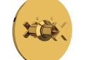 Rohl® A4214XMULB Modern Round Thermostatic Shower, Unlacquered Brass