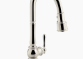 Kohler® 99259-SN Artifacts® Kitchen Sink Faucet, 1.5 gpm Flow Rate, Vibrant Polished Nickel, 1 Handles, 1 Faucet Holes, Function: Traditional