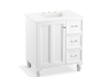 Kohler® 99517-LGR-1WA Damask® Bathroom Vanity Cabinet With Furniture Legs, 34-1/2 in OAH x 30 in OAW x 21-7/8 in OAD, Floor Mount, Linen White Cabinet