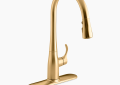 Kohler K-596-2MB Simplice(R) Pull-Down Kitchen Sink Faucet with Three-Function Sprayhead - Vibrant Brushed Moderne Brass