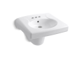 Kohler® 1999-4-0 Brenham™ Bathroom Sink With Overflow Drain, Oval Shape, 4 in Faucet Hole Spacing, 21-15/16 in W x 19-3/4 in D, Wall/Concealed Arm Mounting, Vitreous China, White