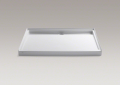 Kohler® 9996-0 Groove® Single Threshold Shower Base, White, Center Rear Drain, 60 in L x 42 in W x 4-9/16 in D
