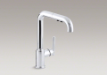 Kohler® 7505-CP Purist® Kitchen Sink Faucet, 1.8 gpm Flow Rate, High-Arc Swivel Spout, Polished Chrome, 1 Handles, 1 Faucet Holes