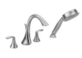 Moen® T944 Eva® Widespread Roman Tub Faucet, 10 in Center, Polished Chrome, 2 Handles, Function: Traditional, Domestic