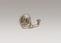 Kohler® 72572-BV Artifacts® Robe Hook, 2 Hooks, 2-5/8 in OAH x 4-7/8 in OAW x 2-5/8 in OAD, Metal