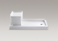 Kohler® 1976-0 Tresham® Single Threshold Shower Base, White, Right Drain, 60 in L x 32 in W x 21-1/8 in D