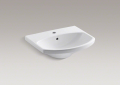Kohler® 2363-1-0 Cimarron® Bathroom Sink Basin With Overflow Drain, Arched Shape, 22-3/4 in W x 18-7/8 in D x 7-11/16 in H, Wall Mount, Vitreous China, White